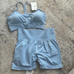 AYBL Light Blue Sports Bra and Shorts Set